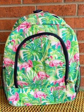NWT NGIL Tropical Flamingo Print Backpack - Pink & Green
